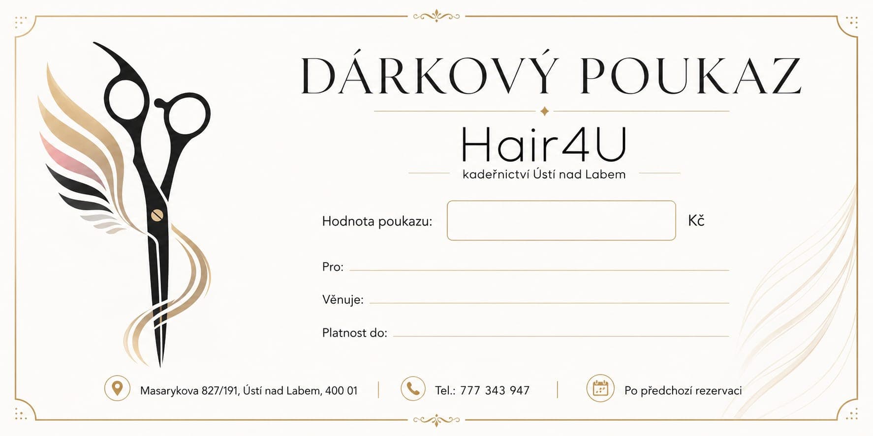 Aktuální dárkový poukaz Hair4U